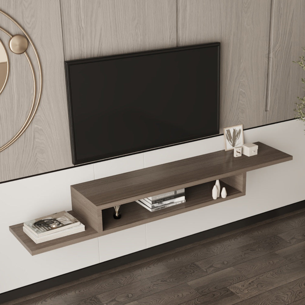طاولة تلفزيون خشب MDF معلقة من الهوم - 160x20x15 سم - بني