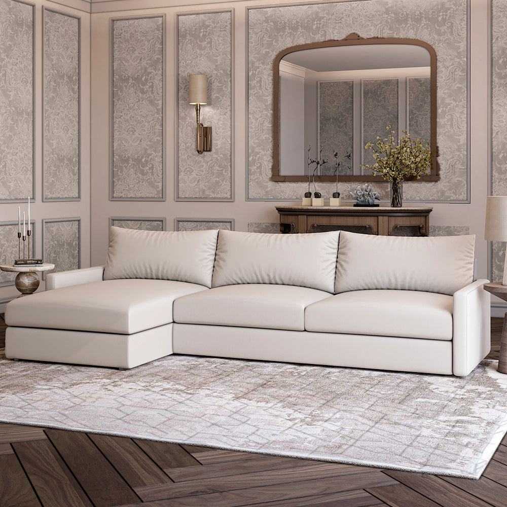 Modern Linen L-Shape Sofa By Alhome - 280x166x85x85 cm - Beige