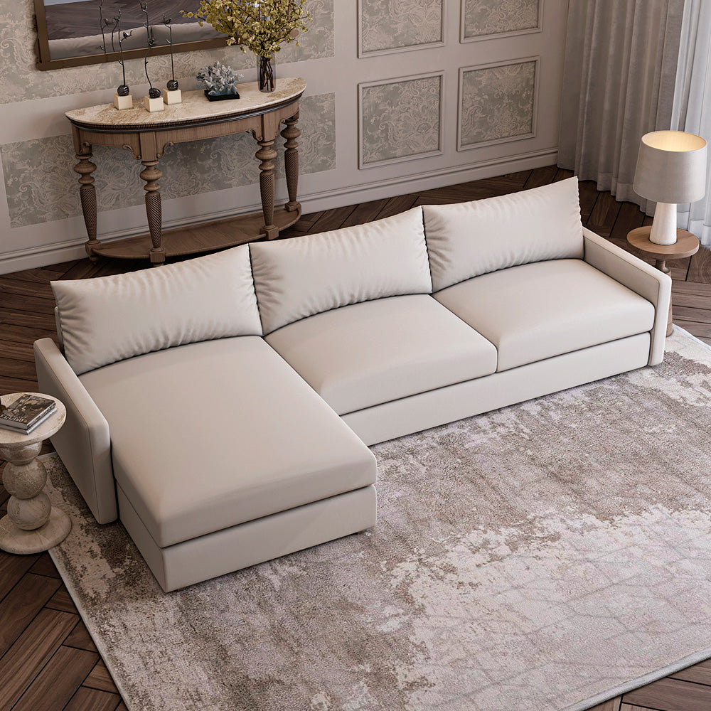 Modern Linen L-Shape Sofa By Alhome - 280x166x85x85 cm - Beige