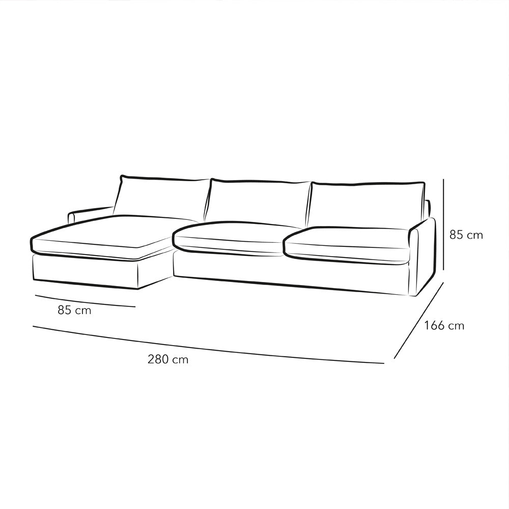 Modern Linen L-Shape Sofa By Alhome - 280x166x85x85 cm - Beige