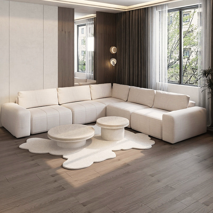 Modern Chanel L-Shape Sofa- Beige - 312x312x85x85 cm - By Alhome