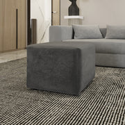 Linen Pouf with Malaysian Wood By Alhome - 55x55x40 cm - 11011370