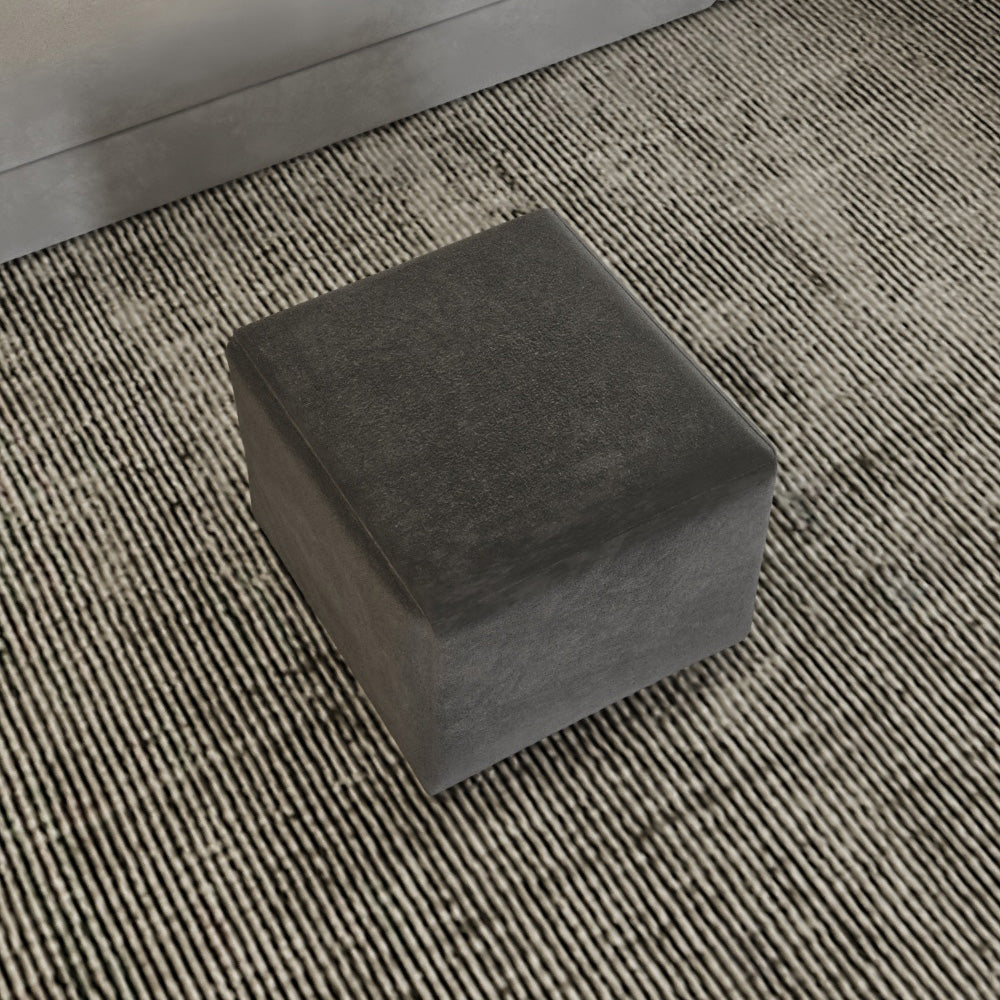Linen Pouf with Malaysian Wood By Alhome - 55x55x40 cm - 11011370