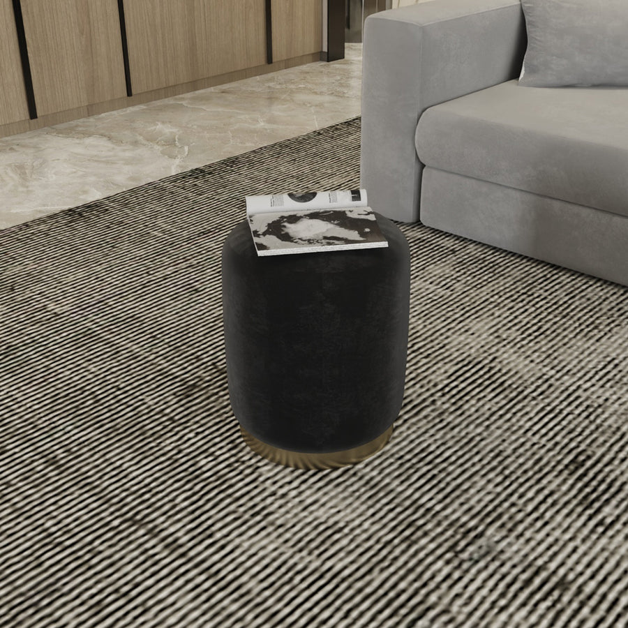 ألهوم بوف مخملي أسود من الخشب الماليزي، قماش مخملي، لون أسود (40x40x50)