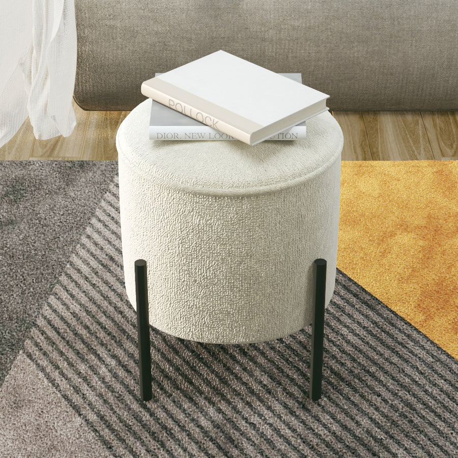 الهوم بيج بوف خشب ماليزي، قماش بوكليه، لون بيج (40x40x46)