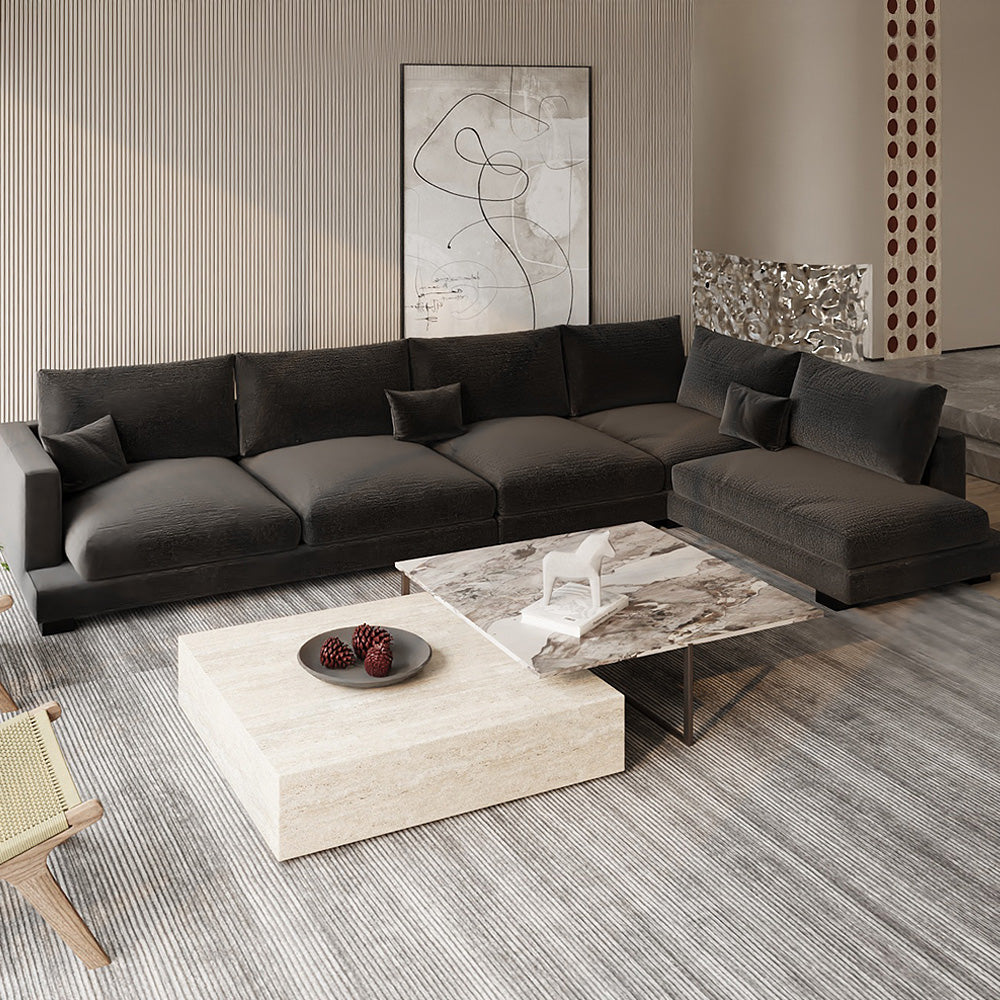 Linen & Swedish Wood Classic L-Shaped Sofa by Alhome - 320x200x80x95 cm - Off-White