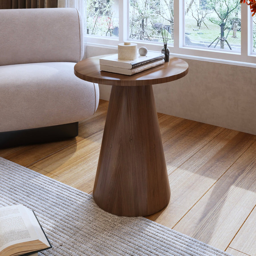 طاولة جانبية من الخشب الطبيعي وقشرة الجوز - 50×60 سم - بني من الهوم - 110113960