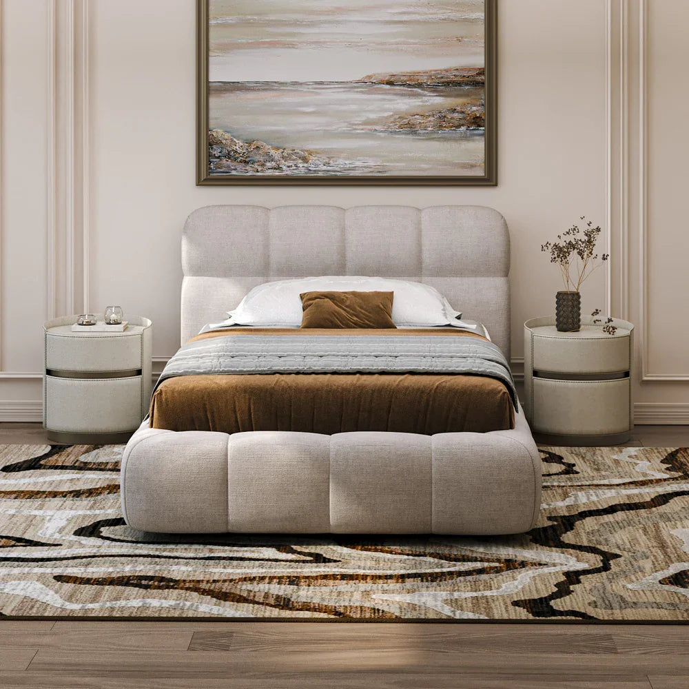 Chanel Upholstered Bed with Swedish Wood by Alhome - Light Beige