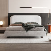 Modern Chenille Bed Frame by Alhome - Off-White