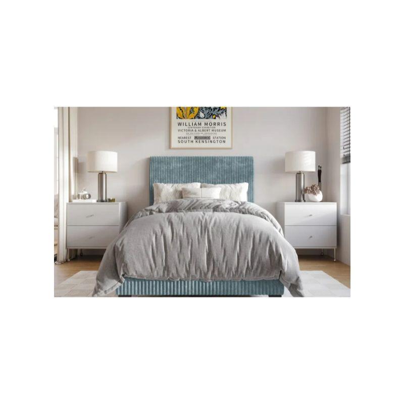 Light Blue Velvet Single Bed Size 120x200 By Alhome - 110110081 - Zrafh.com - Your Destination for Baby & Mother Needs in Saudi Arabia