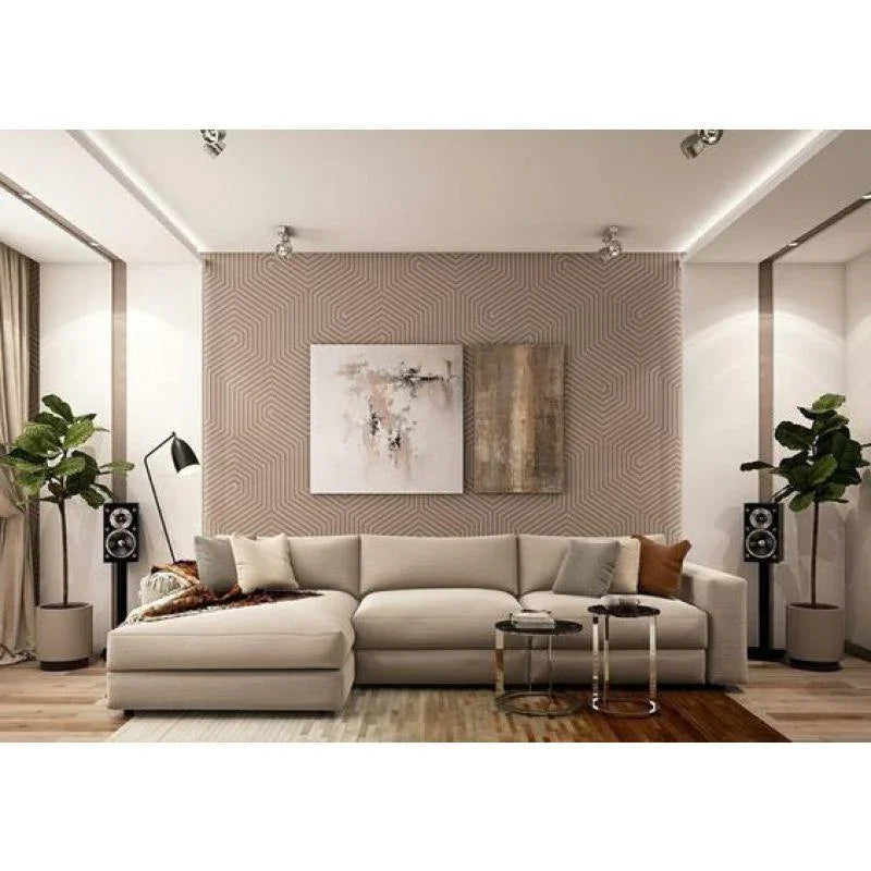 كنبة زاوية كتان فريدة - 90x250x85 سم - بيج -  - 110111008