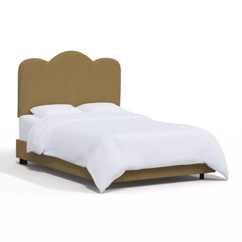 Single Bed in Swedish Wood with Chenille Fabric By Alhome - 120x200x140