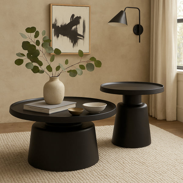 Stylish and Modern Metal Tea Table Set - 2 Pieces