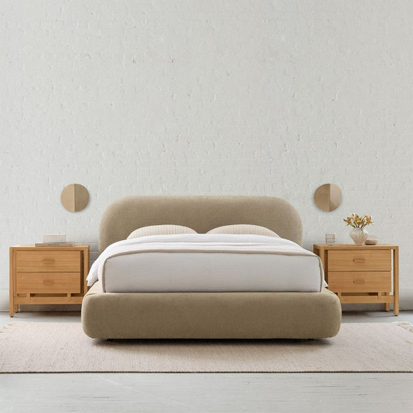 Elegant Chenille Bed Frame by Alhome - Beige