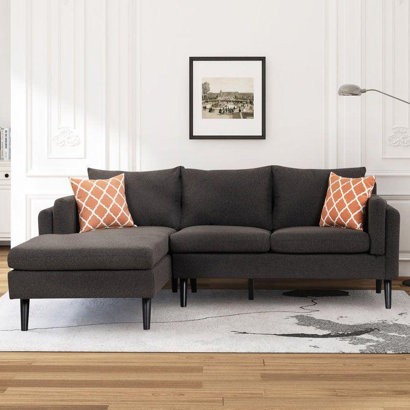 Modern Linen L-Shape Sofa - Grey - 270x150x85x85 cm - By Alhome
