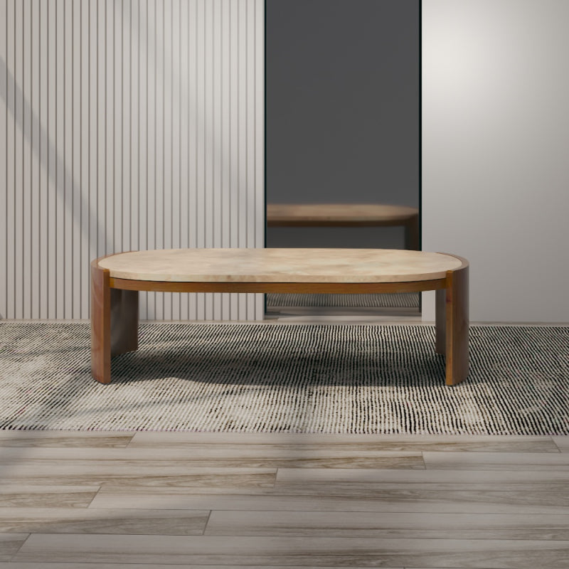 Coffee Center Table Marble and Wood by Alhome - 95x34x95 cm