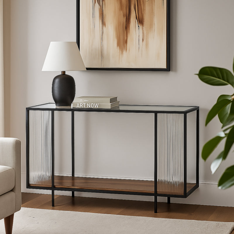 طاولة كونسول زجاجية عصرية بلمسة أنيقة - 130×40×80 سم