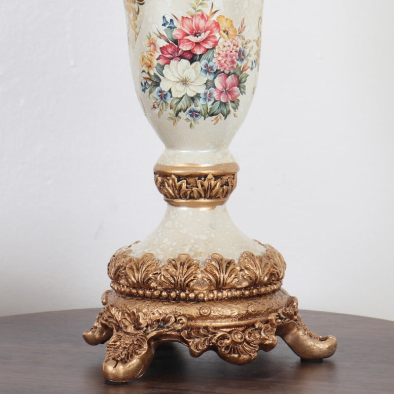 Decorative Ceramic Candlestick - 21x14x34 cm - Beige and Gold