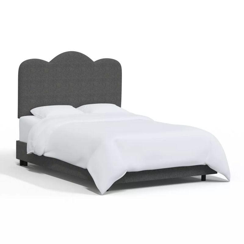 Single Bed in Swedish Wood with Chenille Fabric By Alhome - 120x200x140
