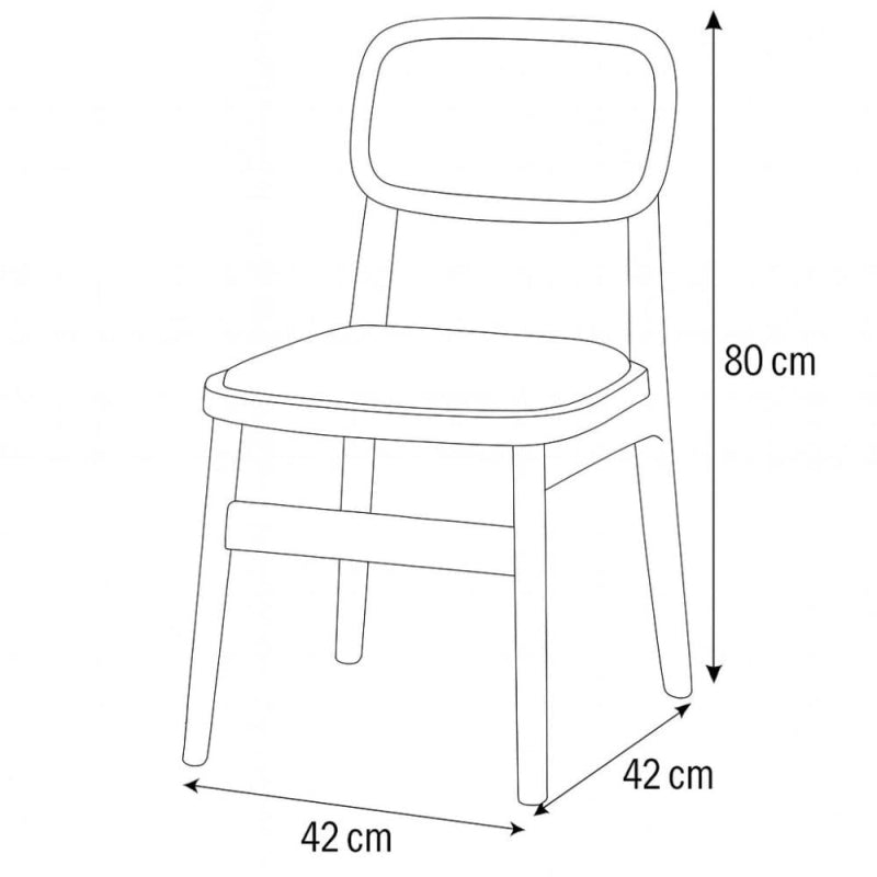 Wooden Chair with Natural Straw Back and Padded Seat - 42x42x80 cm