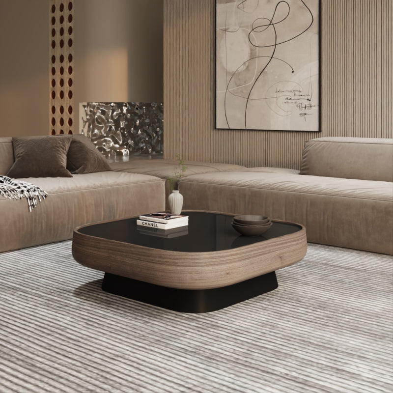 Coffee Center Table Wood and Glass by Alhome - 95x34x95 cm