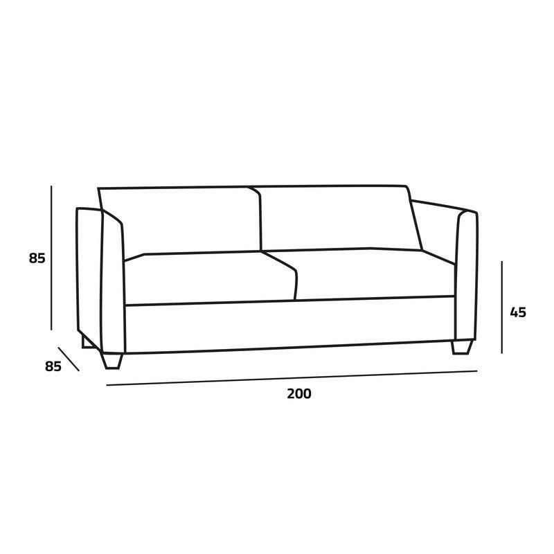 Modern Gray Linen 3-Seater Sofa - 210x85x45 cm - Swedish Wood By Alhome - 110110951 - ALHOME