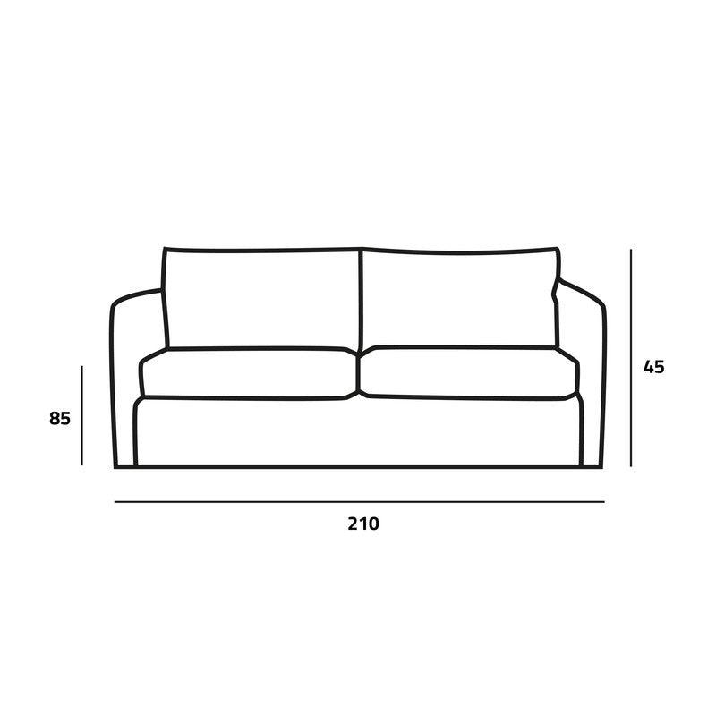 Modern Gray Linen 3-Seater Sofa - 210x85x45 cm - Swedish Wood By Alhome - 110110952 - ALHOME