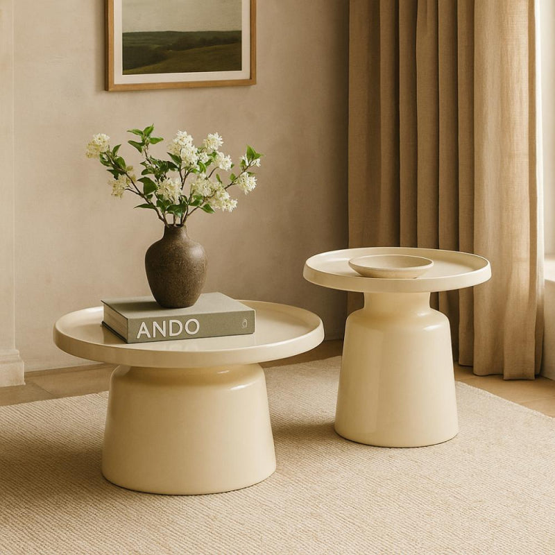 Stylish and Modern Metal Tea Table Set - 2 Pieces