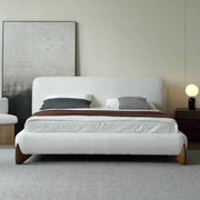 White Bouclأ© King Bed (160x200x140) - Scandinavian Elegance in Your Bedroom by Alhome - Zrafh.com - Your Destination for Baby & Mother Needs in Saudi Arabia