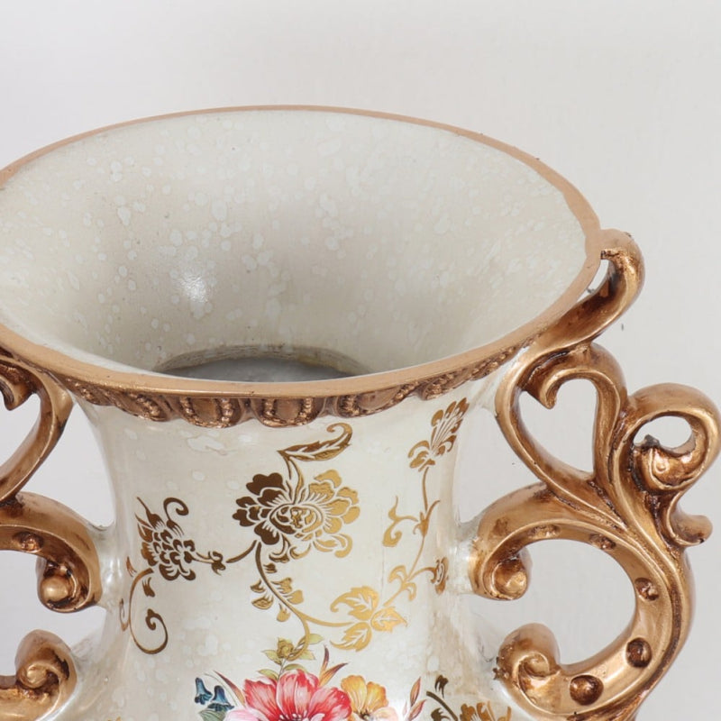 Decorative Ceramic Vase - 23x16x32 cm - Beige and gold
