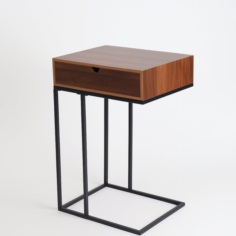 Modern Side Table with Drawer and Metal Base - 40x30x60 cm