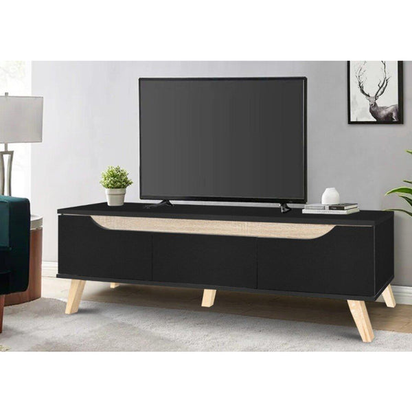 Malaysian Wood TV Table By Baity - Black & Wooden