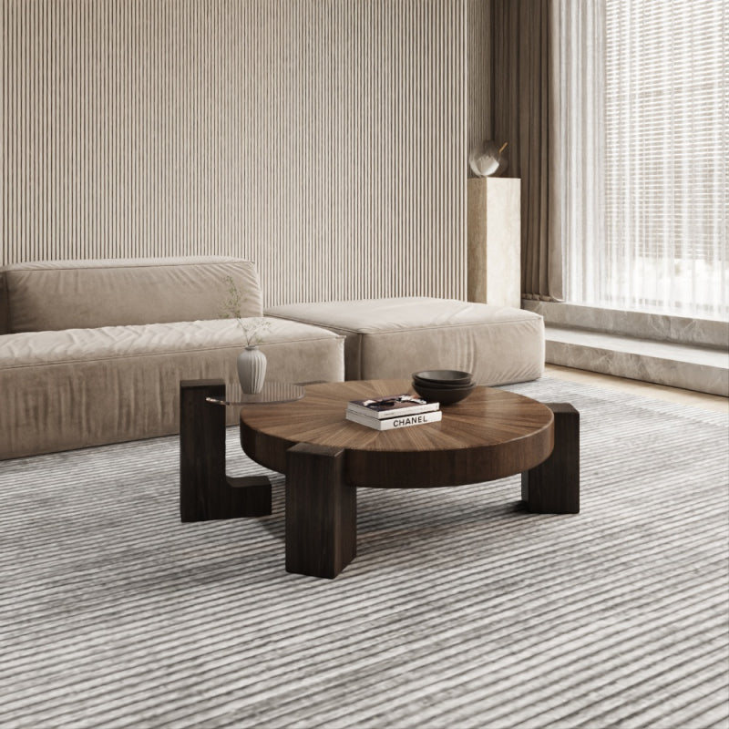 Coffee Center Table Wood and Glass by Alhome - 95x34x85 cm