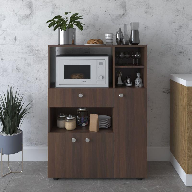 ركن قهوة باللون البيج مع أرفف 