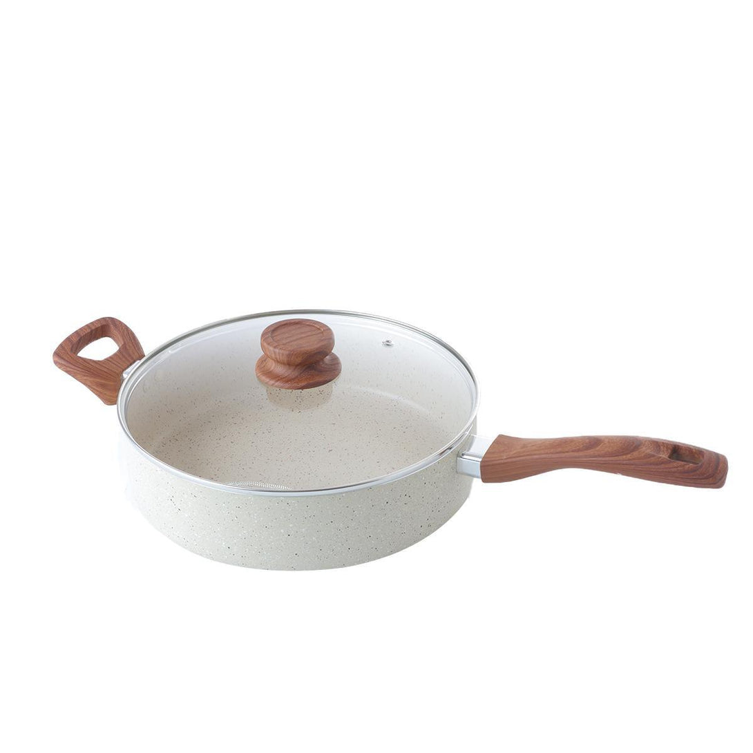 Family Ship Beige granite frying pan with lid, 26 cm - ALHOME