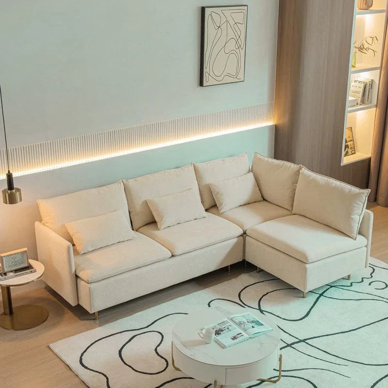 كنبة مخملية عصرية مريحة على شكل حرف L - بأبعاد 270x150x85x85 سم - من Alhome