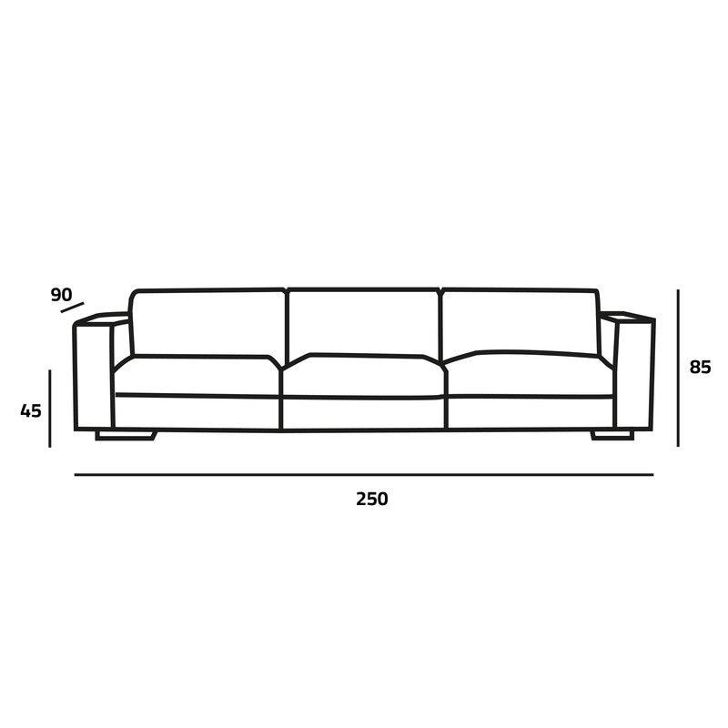 Spacious Gray Linen 3-Seater Sofa - 250x90x45 cm - Swedish Wood By Alhome - 110110956 - ALHOME