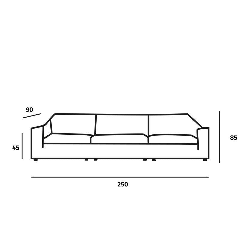 Luxurious Gray Velvet 3-Seater Sofa - 250x90x45 cm - Swedish Wood By Alhome - 110110958 - ALHOME