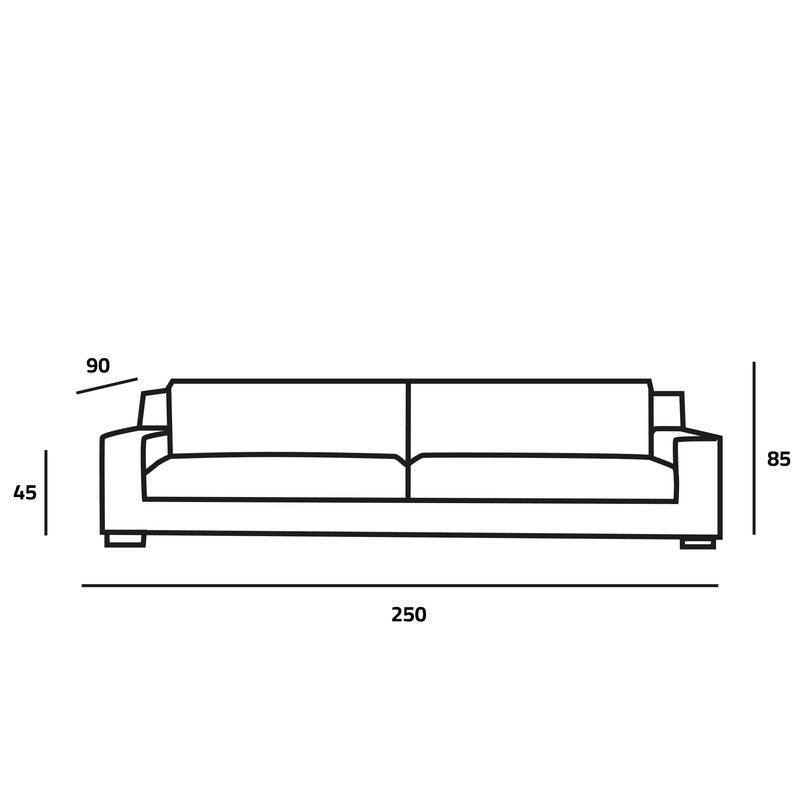 Rich Brown Linen 3-Seater Sofa - 250x90x45 cm - Swedish Wood By Alhome - ALHOME