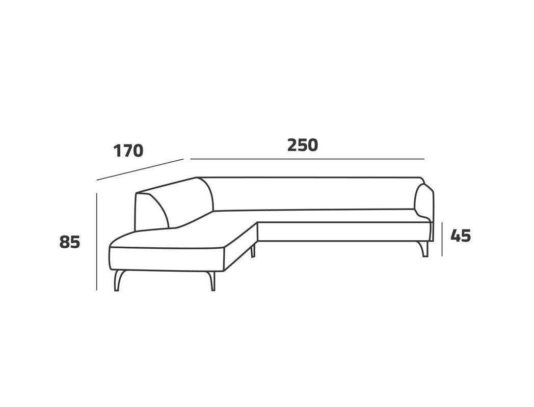 Cozy Gray Linen L-Shaped Sofa - 90x250x170x45 cm - Swedish Wood By Alhome - ALHOME