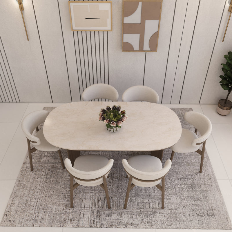 Dining Table Marble and Wood by Alhome - 160x74x70 cm