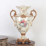 Decorative Ceramic Vase - 35x22x48 cm - Beige and Gold
