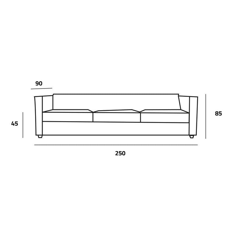 Spacious Gray Linen 3-Seater Sofa - 250x90x45 cm - Swedish Wood By Alhome - ALHOME