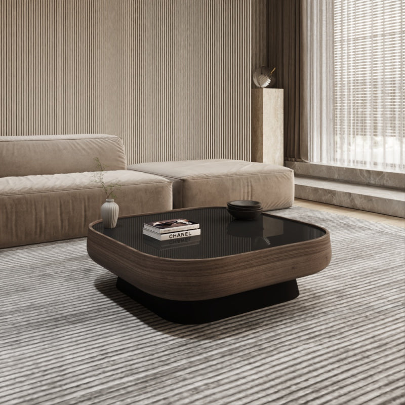 Coffee Center Table Wood and Glass by Alhome - 95x34x95 cm