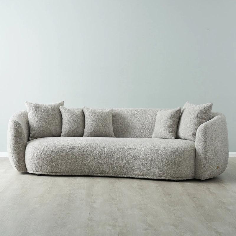 Boucle and Sweedish Wood 3-Seater Sofa By Alhome - 140x300x85x85 cm - 11011154