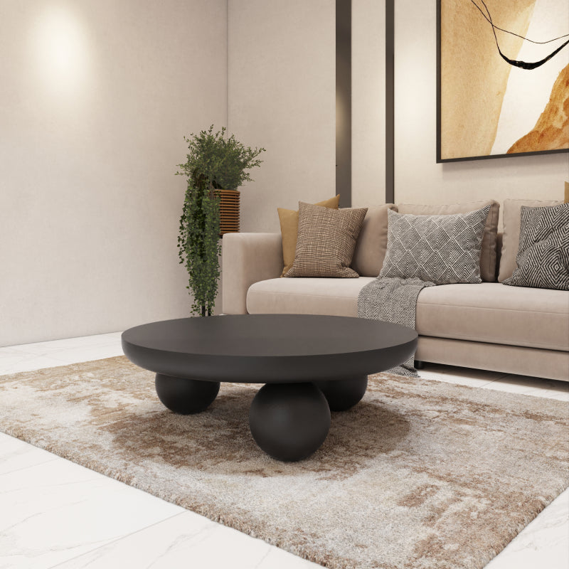 Modern Coffee Center Table Marble and Wood by Alhome - 95x34x95 cm