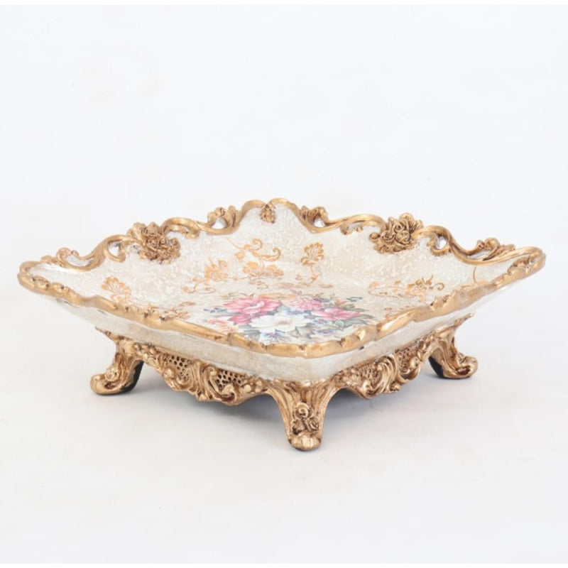 Decorative Plate with a Classic Design and Elegant Gold Accents - 28x28x19 cm