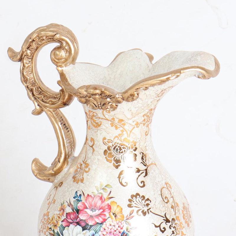 Elegant Decorative Resin Vase - 22x15x31 cm - Gold and Off-White