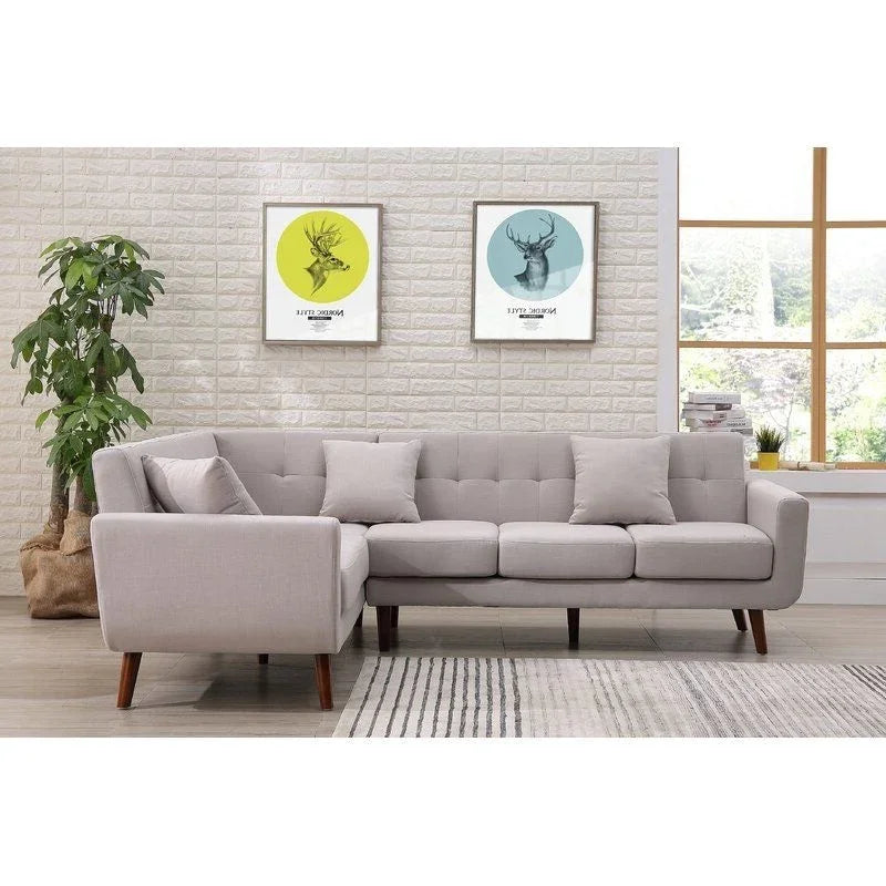 كنبة مخملية عصرية على شكل حرف L - 270x150x85x85 سم - من الهوم