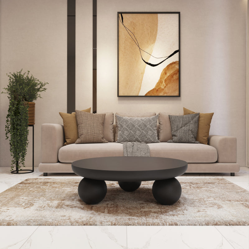 Modern Coffee Center Table Marble and Wood by Alhome - 95x34x95 cm